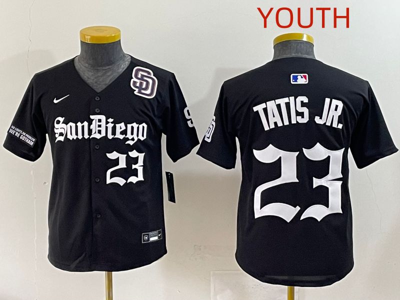 Youth 2025 San Diego Padres 23 Tatis jr Black Five generations Joint Name Nike MLB Jersey style 10